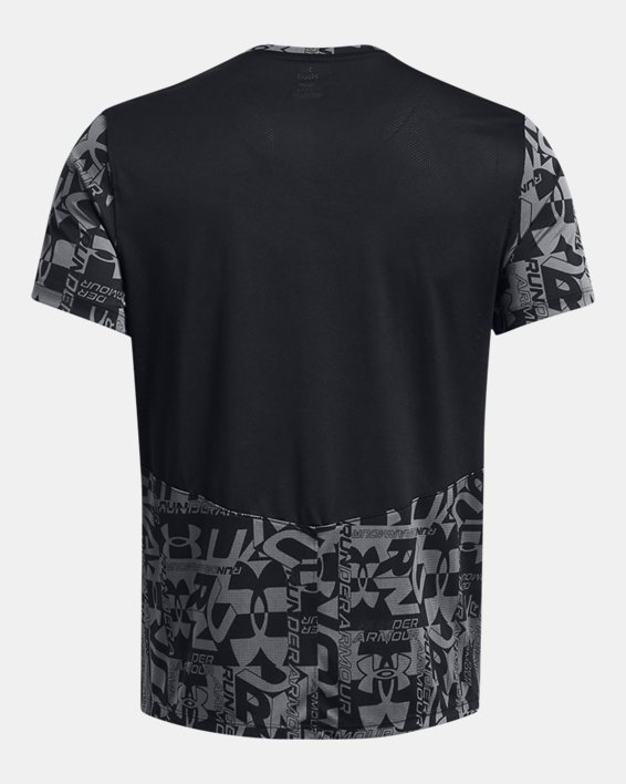 Men's UA Launch Printed Short Sleeve in Black image number 3